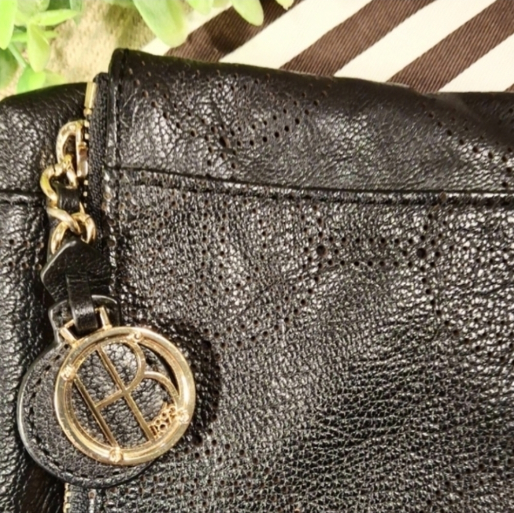 Henri Bendel W 57th Monogram Laser Cut Fold Over Clutch